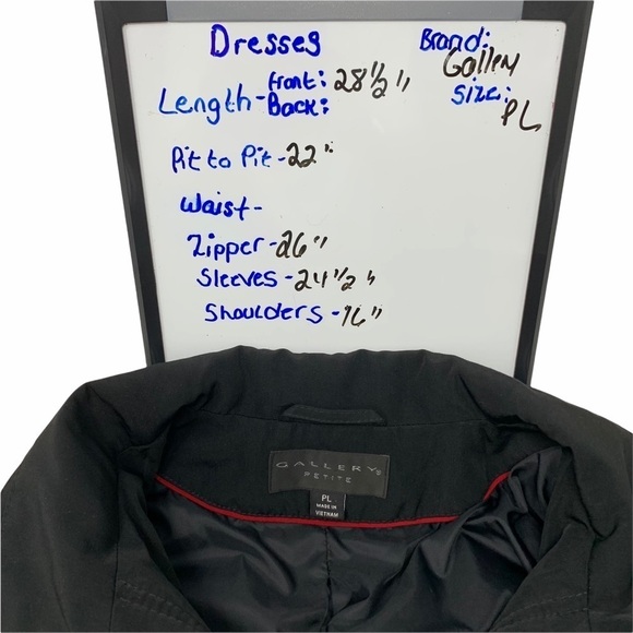 Gallery Hooded Trench Coat Size LP Black Long Zip Rain Resistant Detachable Hood - Picture 10 of 13